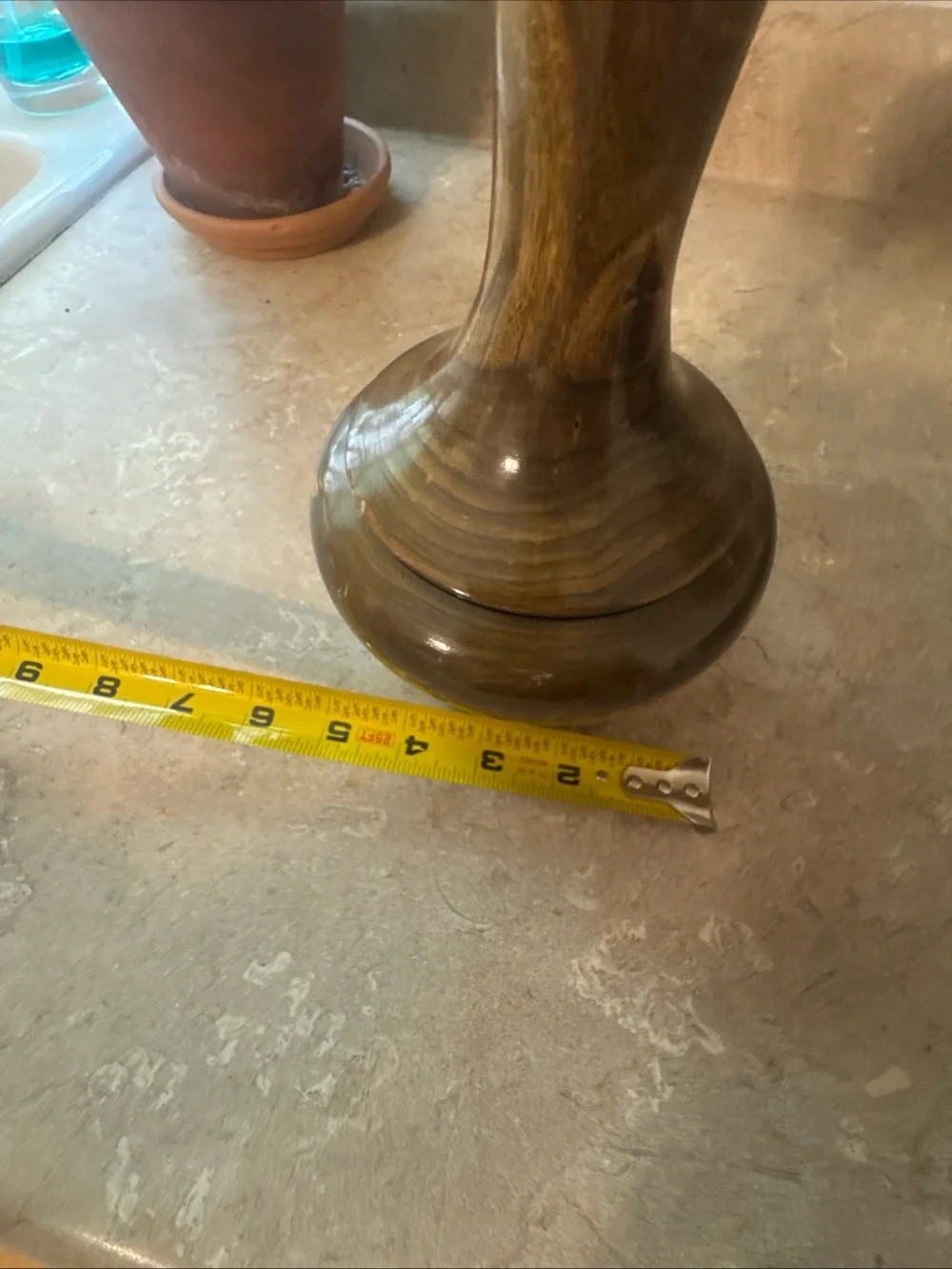 turned wood vase handcrafted by artist Walt Whitney From Lake Oahe Driftwood MCM